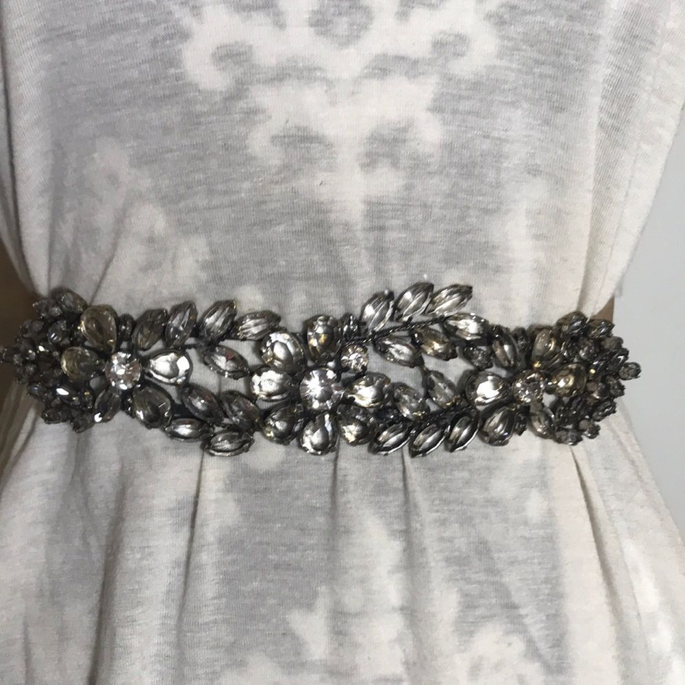 Floral Jeweled Tan Belt